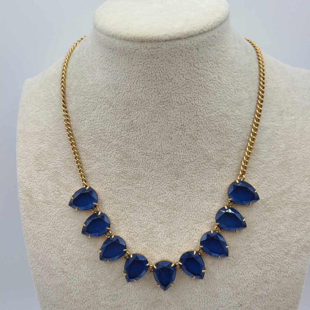 J Crew Dark Blue Pear Shape Crystal Necklace